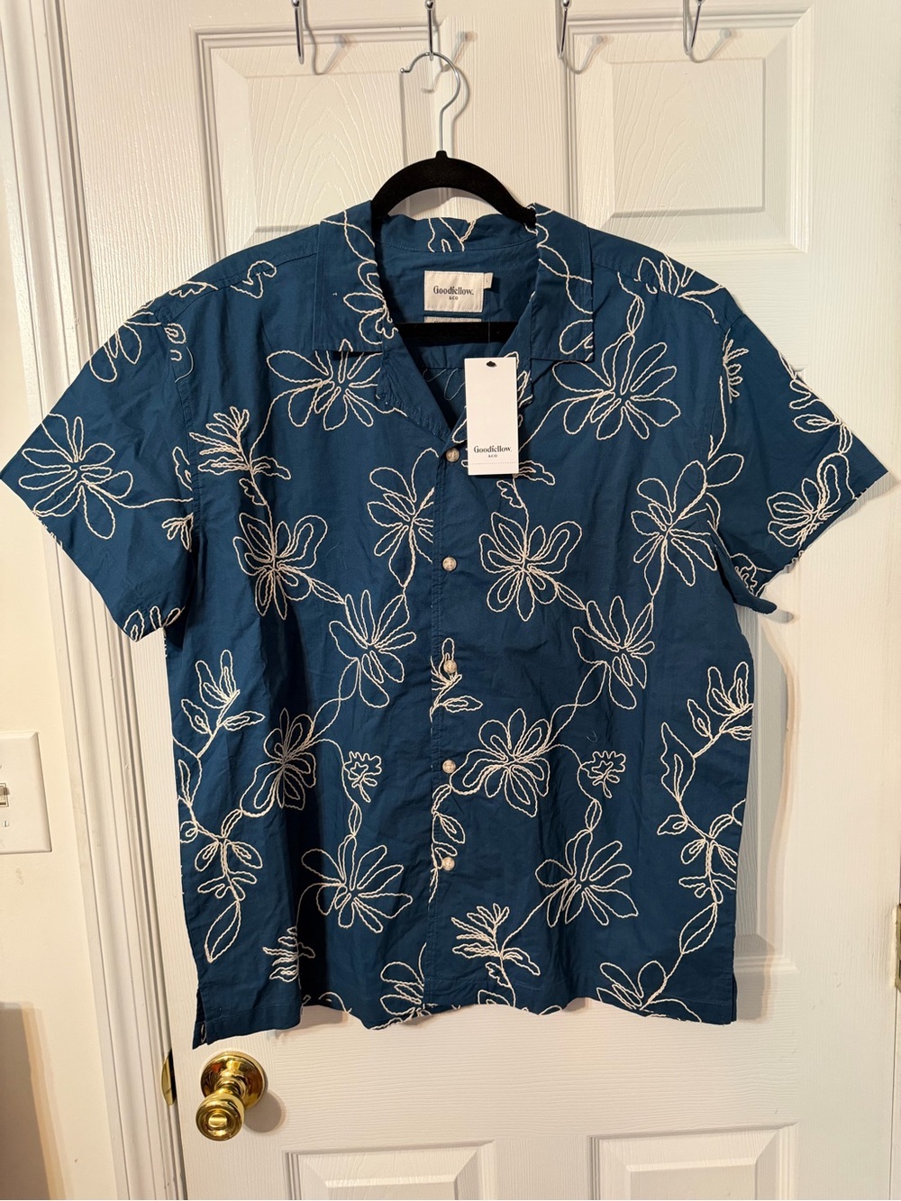 Goodfellow & Co Men’s Navy Blue Floral Short-Sleeve Shirt